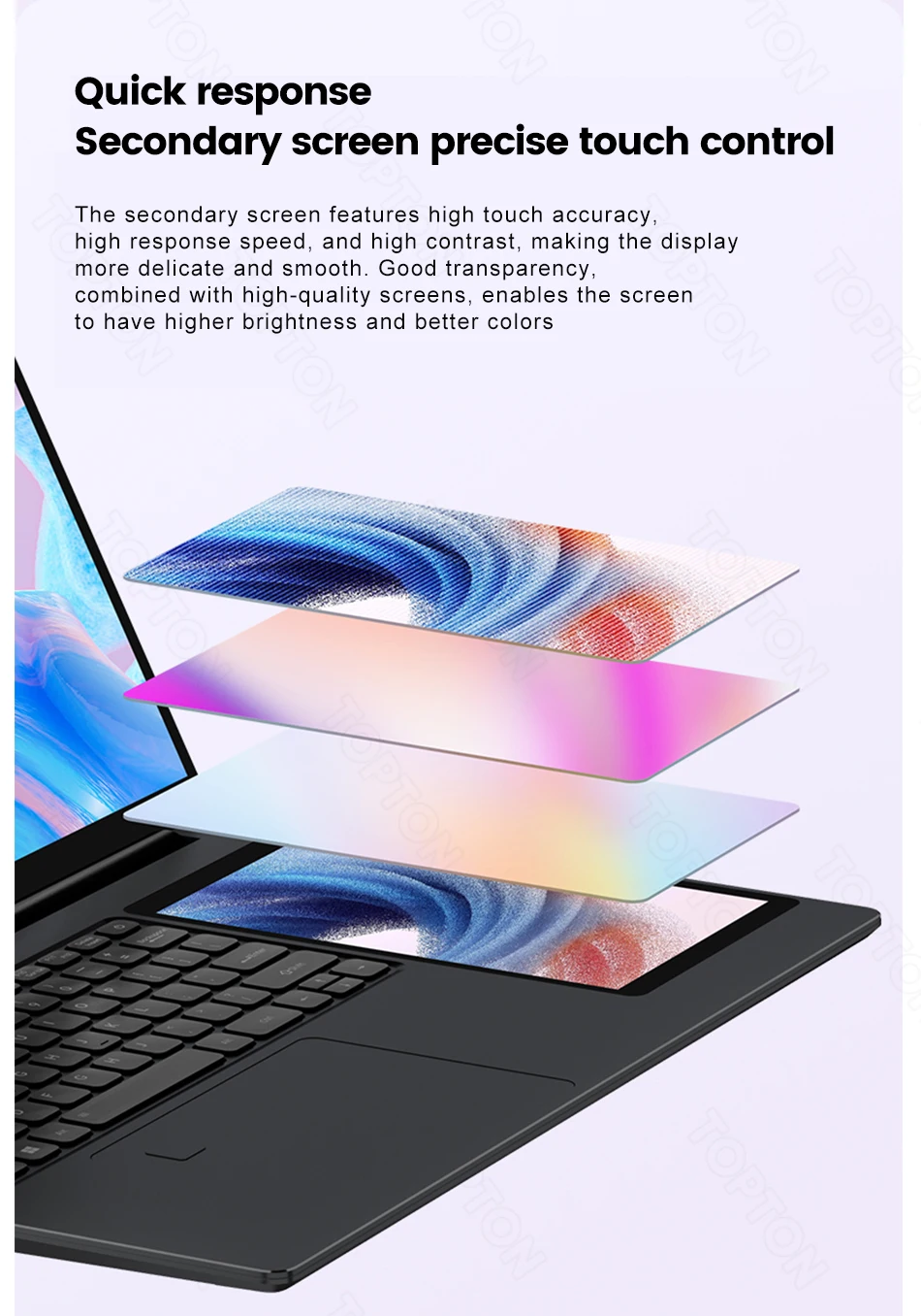Topton L10 Dual Screen Laptop 15.6 Inch IPS + 7'' Touch 12th Gen Intel N100 Max 32G DDR4 2T SSD Slim Office Notebook PC Computer