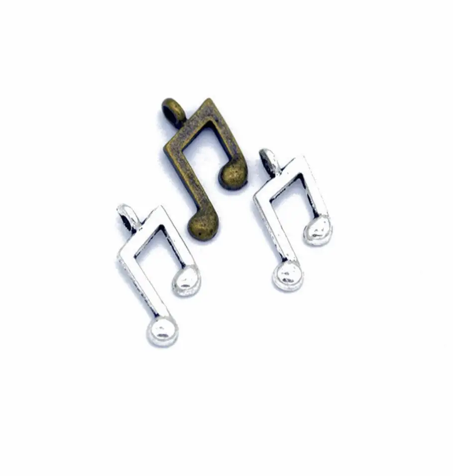 140pcs Charms Lovely Musical Note 18*10mm Antique Silver Color Plated Pendants Making DIY  Tibetan Silver Color Jewelry F0352