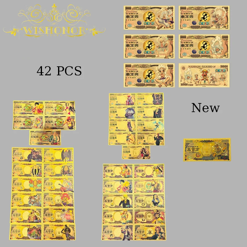 

Bandai 48 Types 2025 New One Piece Banknote Anime Gold Banknote in 24k Gold Plated For Collection