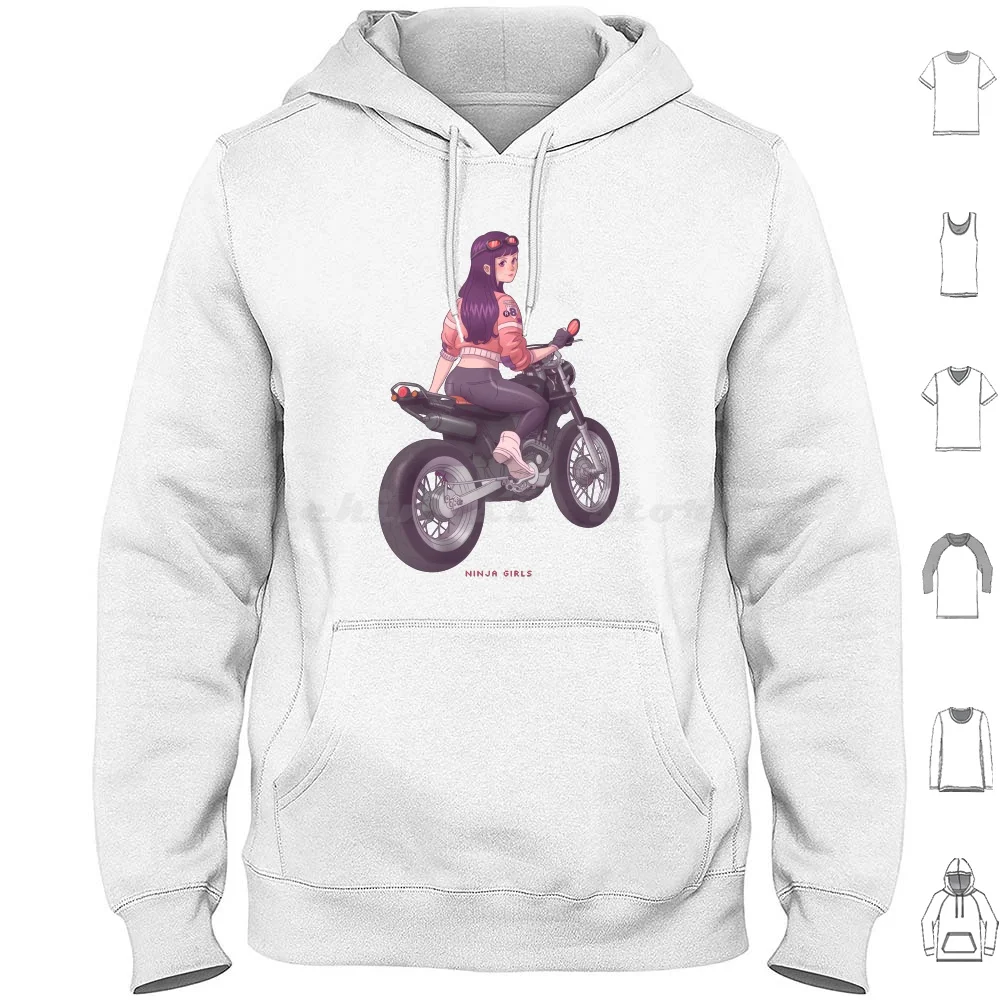 أنيمي فتاة على دراجة نارية هوديي قميص قطني بكم طويل أنيمي الفتيات لطيف اليابان اليابانية مانغا Waifu Kawaii أنيمي فتاة صفر اثنين فصيل كورجي