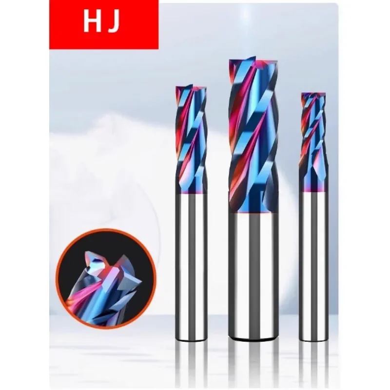 HRC 65 Degree Carbide End Mills Steel 4 Flutes High Harden Milling Cutters Router Bit Fresa Flat Tungsten Carbide Cutter Blue