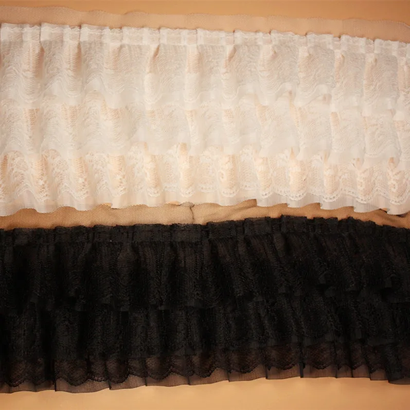 13cm Triple Layer 3D High-End Chiffon Frill Lace DIY Pleated Skirt Hem Sleeve Connection Pleated Lace Trim