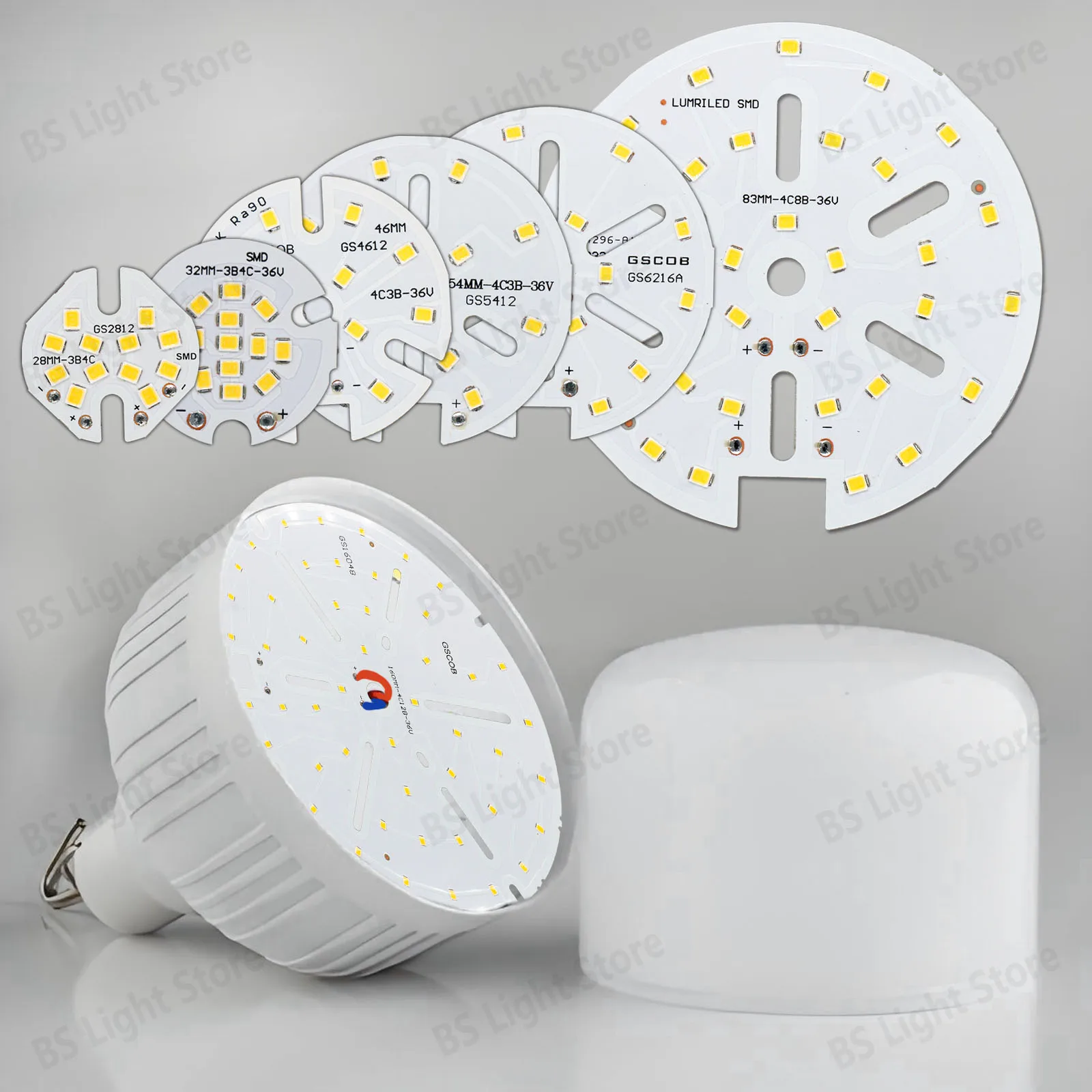 10pcs 3W-12W 3W-24W 3W-36W 3W-48W SMD 2835 LED Chip Light Source Round DIY Lamp Module PCB Board for Home Lighting Replacement