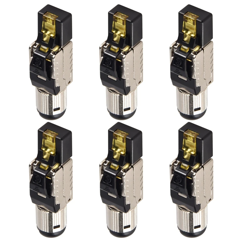 6-Pack Tool Free Shielded RJ45 Cat 8, Cat8 Field Termination Plug, Cat8 Connector, Cat8 Plug