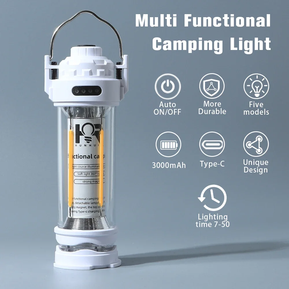 3000mAH Camping Atmosphere lights Portable Retro Lantern Camping Lighthouse Tent Lighting Lantern Decoration Waterproof Outdoor