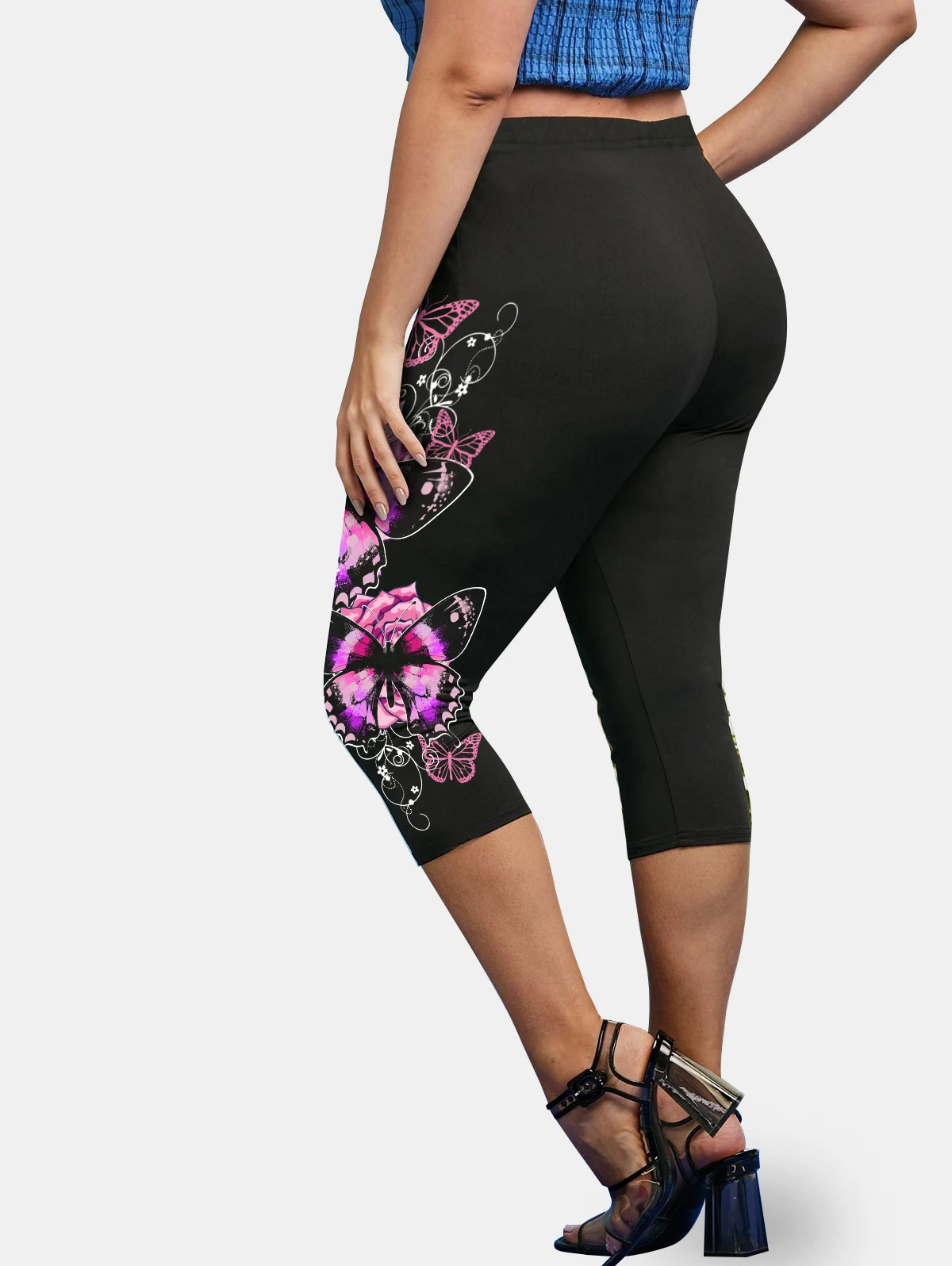 ROSEGAL Plus Size High Waist Capri Leggings Ladies Yoga Body Shaping Black Casual Jeggings 3D Printed Skinny Pencil Pants 5XL