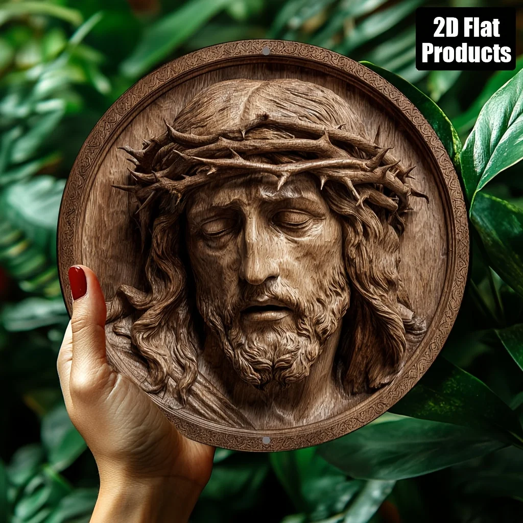 Jesus Metallschild, rund, 20,3 x 20,3 cm, religiöse Heimdekoration für Bar, Café, Büro, Weihnachtsgeschenk, Halloween, Weihnachten
