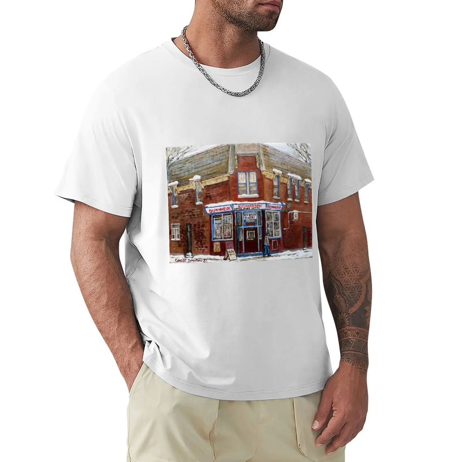 SCENES OF POINTE ST. CHARLES MONTREAL DEPANNEUR RICHARDSON BEST MONTREAL ART CANADIAN PAINTINGS T-Shirt