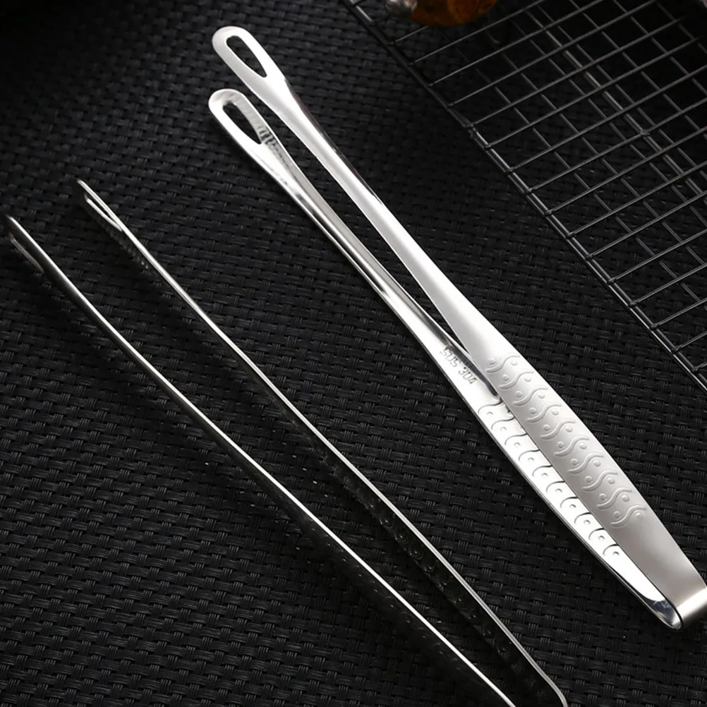 

Stainless Steel Bbq Tongs Heavy Duty Non-Slip Food Serving Clips For Bread Egg Pasta Ice Cubes Kitchen Utensils