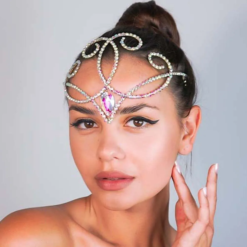 Stonefans New Geometry AB Rhinestone Tiara Rhinestone Diadem Ballroom Hair Piece Wedding Jewelry Accessories Headpiece Burlesque