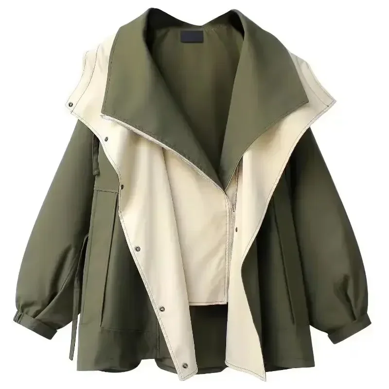 2024 Waist Collection Mid-length Windbreaker Jackets New Korean Fashion New Women's Spring And Autumn Casual Oversize Coat