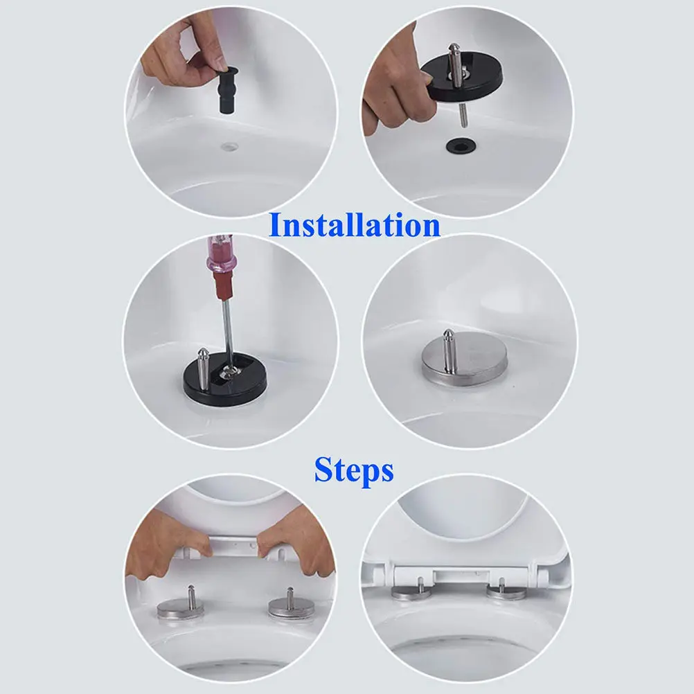 

4Pcs Toilet Seat Hinges and Expanding Screws Heavy-Duty Metal Fitting Kit for Most Standard Toilet Seats Simple Tighten-Nut