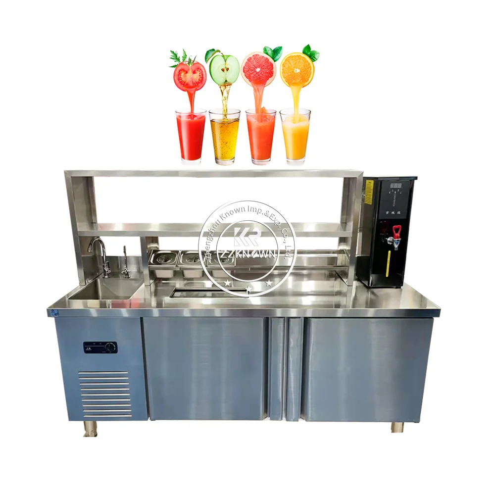 

2023 Customized Stainless Steel Multifunctional Bar Counter Bubble Tea Equipment Bubble Tea Shop Counter