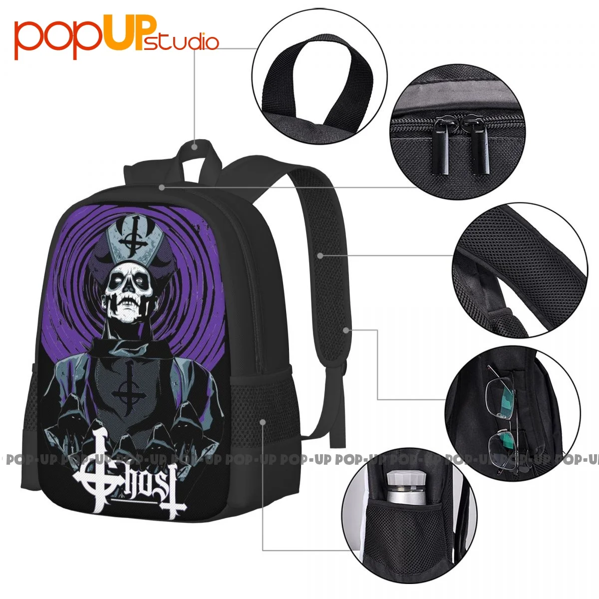 Ghost Papa Emeritus Swedish Rock Band Backpack Large Capacity Fashion Creative Sports Style Multi-function