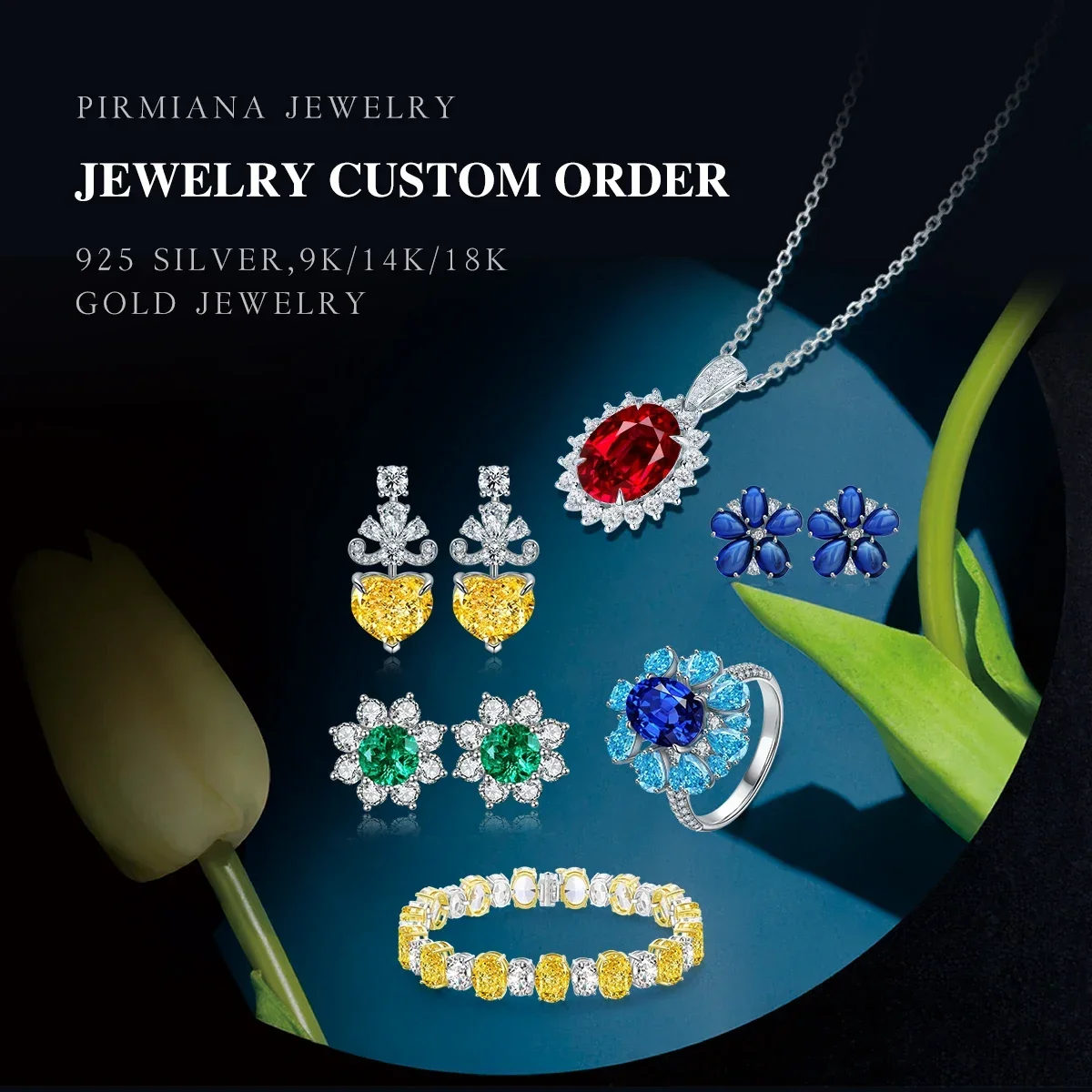 Pirmiana Jewellry Custom Orders 18K Gold Jewelry Ring Earrings Bracelet and  Pendant Necklace Design