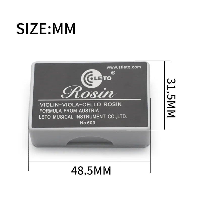 20Pcs LETO #603 Good Quality Violin Viola Cello Rosin Square Shape with Plasic Box Black