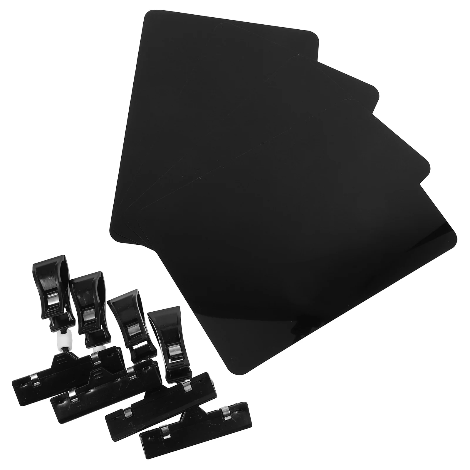 

4pcs Price Tags Clip Set Rewritable PVC Chalkboard Signs for Supermarket Retail Display Food Label Holders Mini Tabletop
