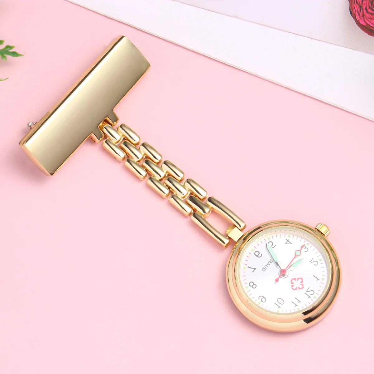 

Alloy Pocket Watch Golden Zinc Alloy Construction Luminous Markings Simple Elegant Design Nurse Doctor Professional Timepiece