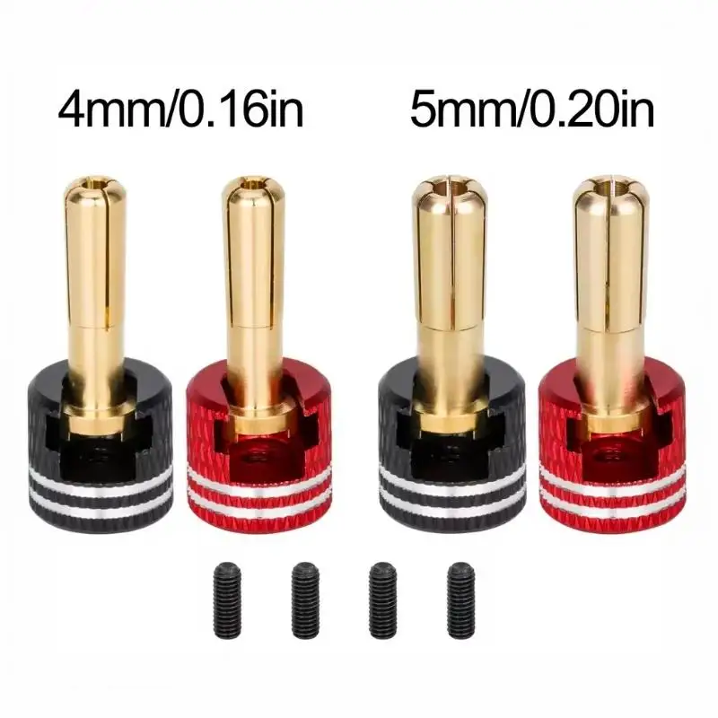 /PFU/2Pcs Welding Free Hard Shell Metal Heatsink 4mm 5mm  Plugs Set For RC Car High Temp Resistance