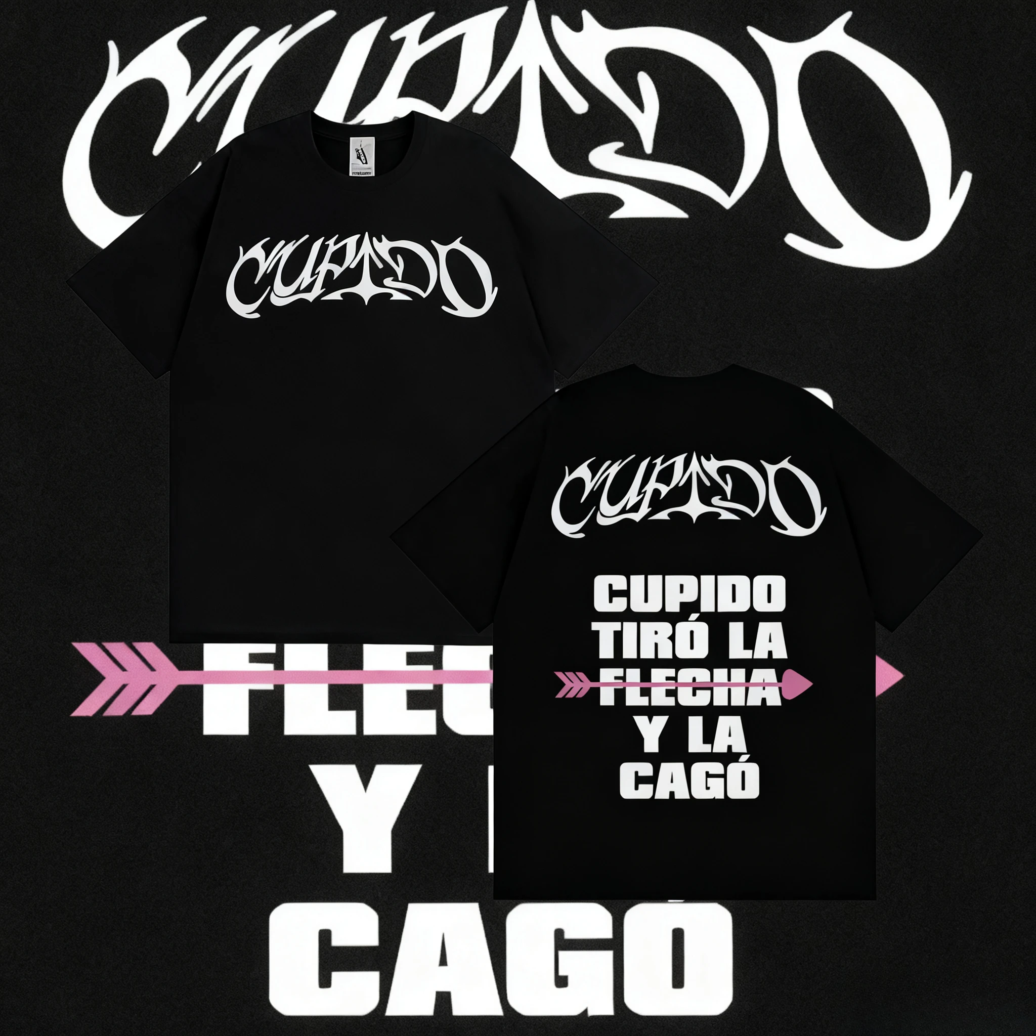 Tini Stoessel Cupido Tiro La Flecha Y La Cago تي شيرت مطبوع ملابس للرجال الهيب هوب ريترو 2025-26 الصيف القطن الخالص 100% #1