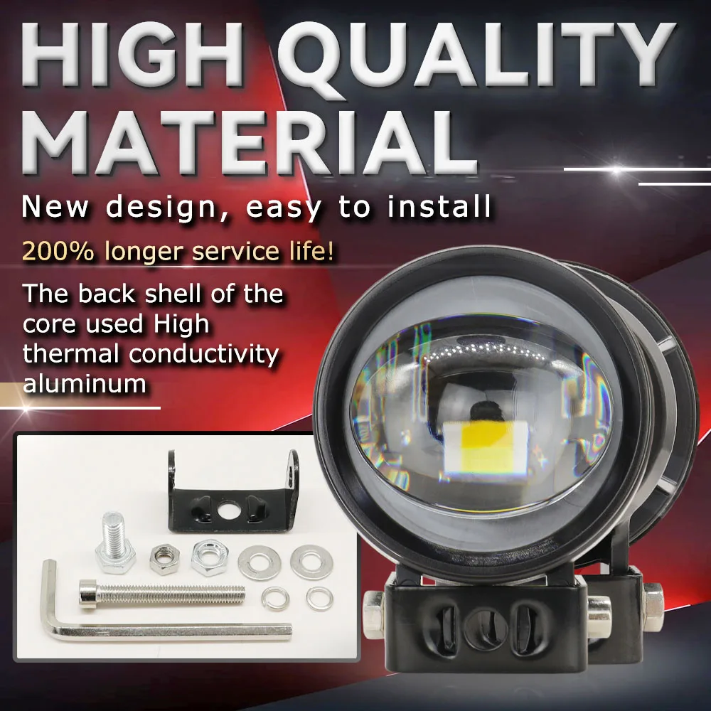 2 بوصة الدراجات النارية المصباح مساعد Led الأضواء أبيض أصفر دراجة نارية مصباح قيادة Led ضوء العمل للطرق الوعرة 4x4 سيارة Suv