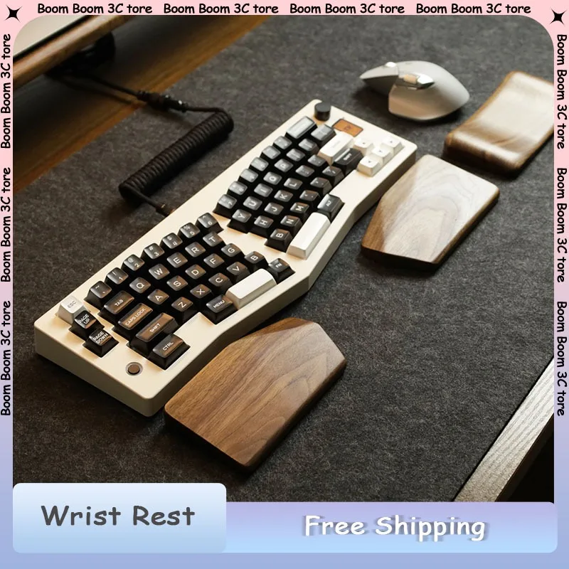 

Wspider Walnut Wood Wrist Rest Rainy75 Split Palm Rest MousePad Solid Wood Wrist Custom for Mechanical Keyboard Pc Accessories
