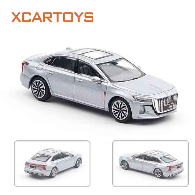 XCARTOYS 1/64 Scale Alloy Diecast Toy Car Second Generation Hongqi H5 Quantum Silver Three-box Sedan Collectible Model