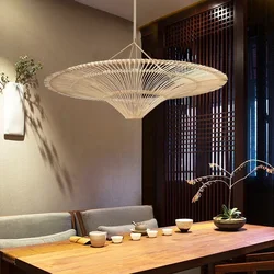 Wabi-sabi Retro Restaurant Bedroom Chandeliers High-end Hotel Living Room Decoration Southeast Asian Style Rattan Pendant Lamps