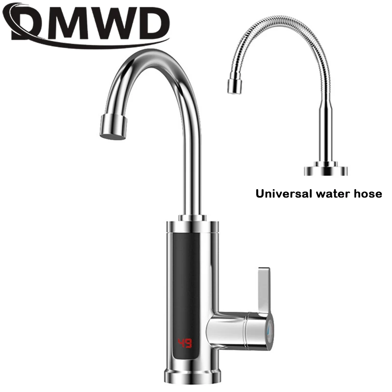 

Electric Instantaneous Heating Faucet Double Handle Tankless Water Heater Tap Instant Kitchen Faucet LED Display Universal Pipe