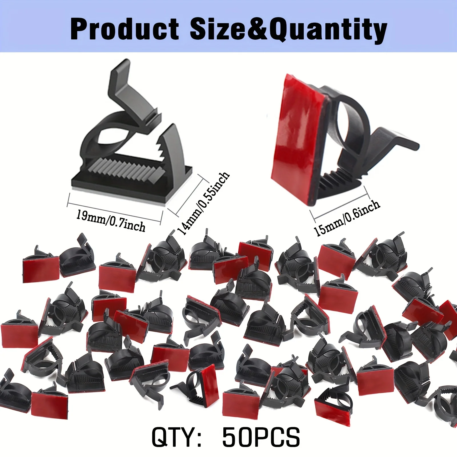Set Of 50, Self Adhesive Wire Clips Light Clips Multi-Purpose Hooks Decoration Clips Adhesive Cable Clips