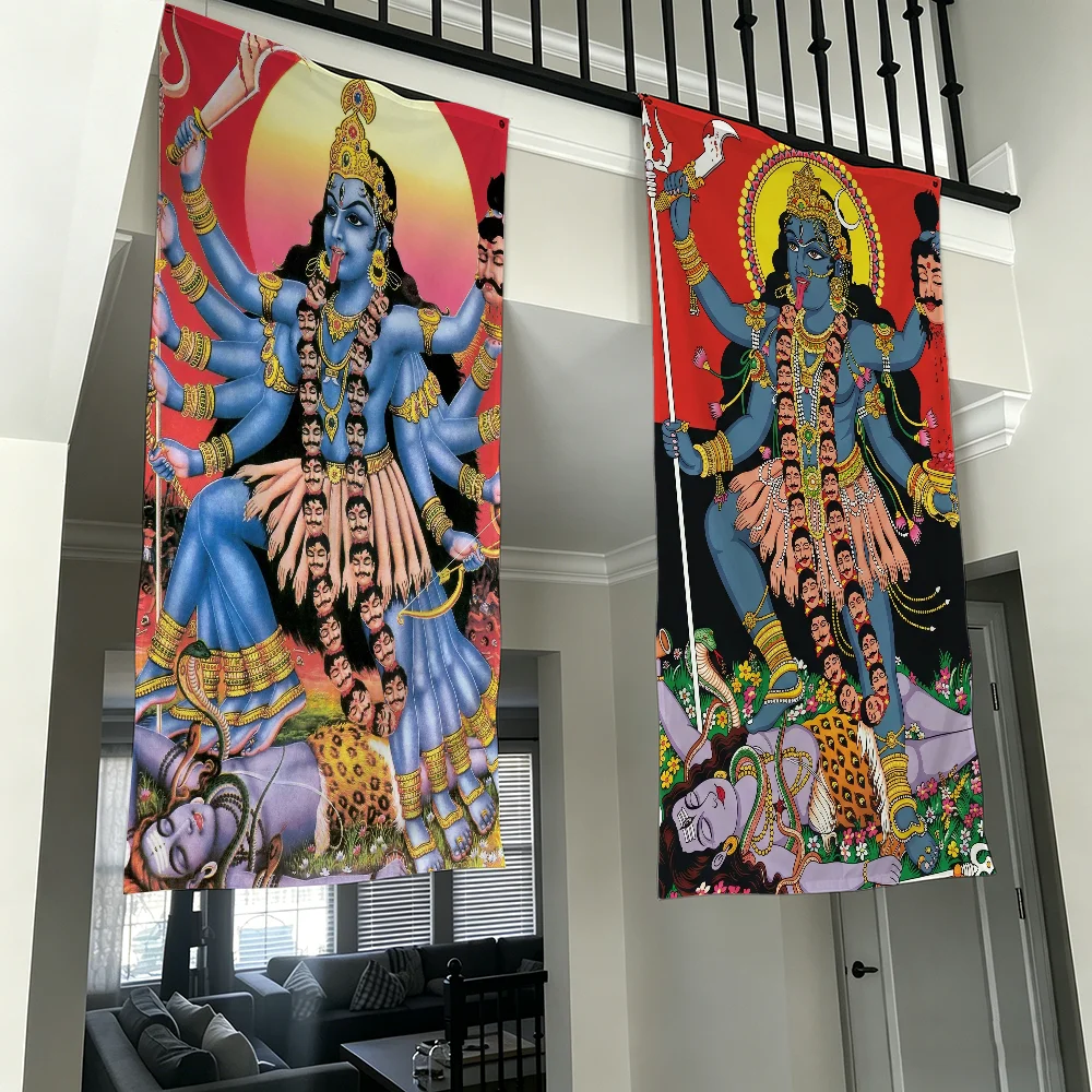 Smiler Goddess Maa Kali Killing Q Flag Living Room Wall Club Hanging Home Dorm Decor Art Garage Bar Live Decoration Banner