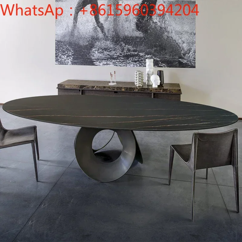 Italian-style imported rock table modern luxury style small apartment simple online celebrity household round rock table chair