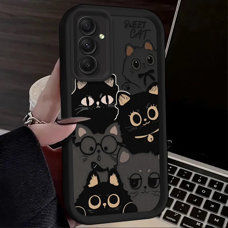 Lovely Black Cats Soft Phone Case For Samsung Galaxy A54 A05 A05S A34 A24 A14 A53 A33 A23 A13 A52 A52S A71 A51 A31 A50 Cover view 4