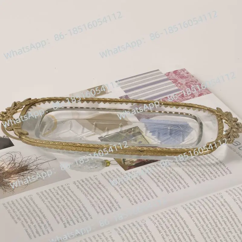 

Handmade brass with glass storage decorative fruit plate jewelry inventory heart snack tray light luxury ornament