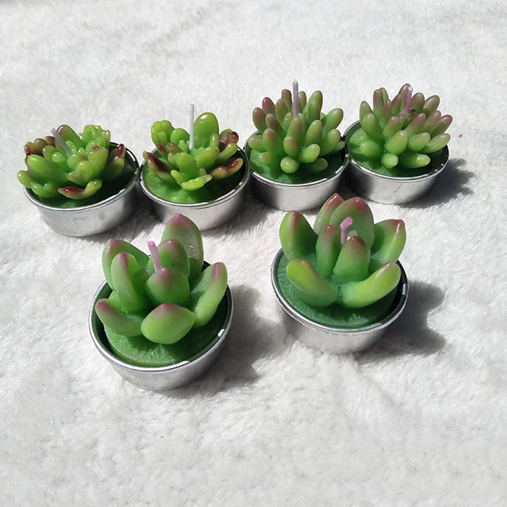

6Pcs Lifelike Succulent Candles Handmade for Birthday Wedding Spa Decor Non Reusable Succulent Candles
