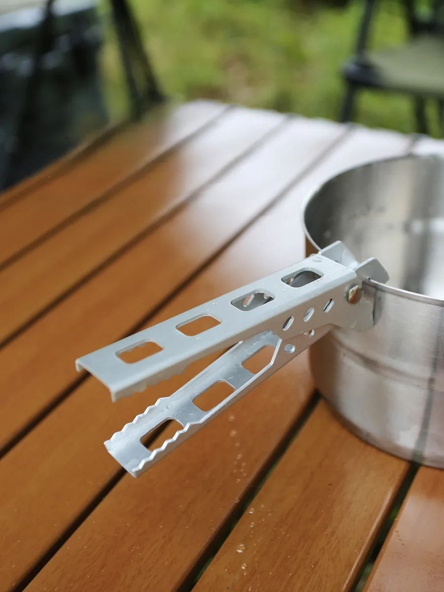 Outdoor Anti-Scald Pot Gripper Camping Aluminum Alloy Clamp Pan Bowl Gripper Folding Handle Hiking Camping Picnic Cookware