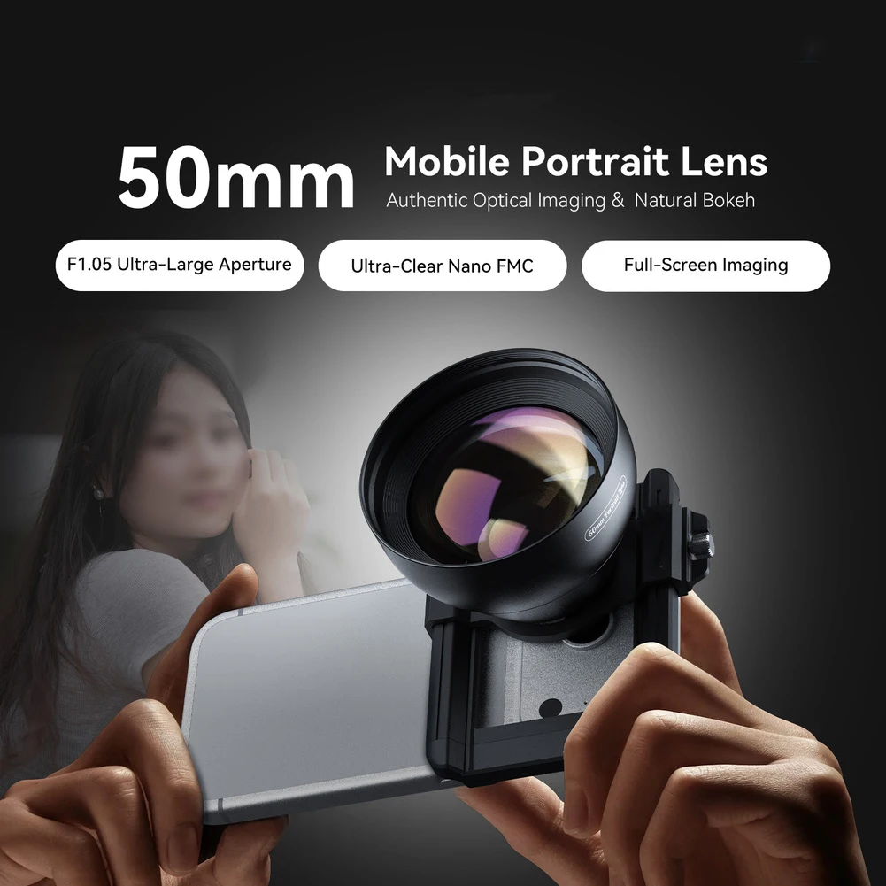 50mm HD External Portrait Lens For Mobile-phone F1.05 Ultra-Large Aperture For Stunning Shots Clip On Phone Camera Lens