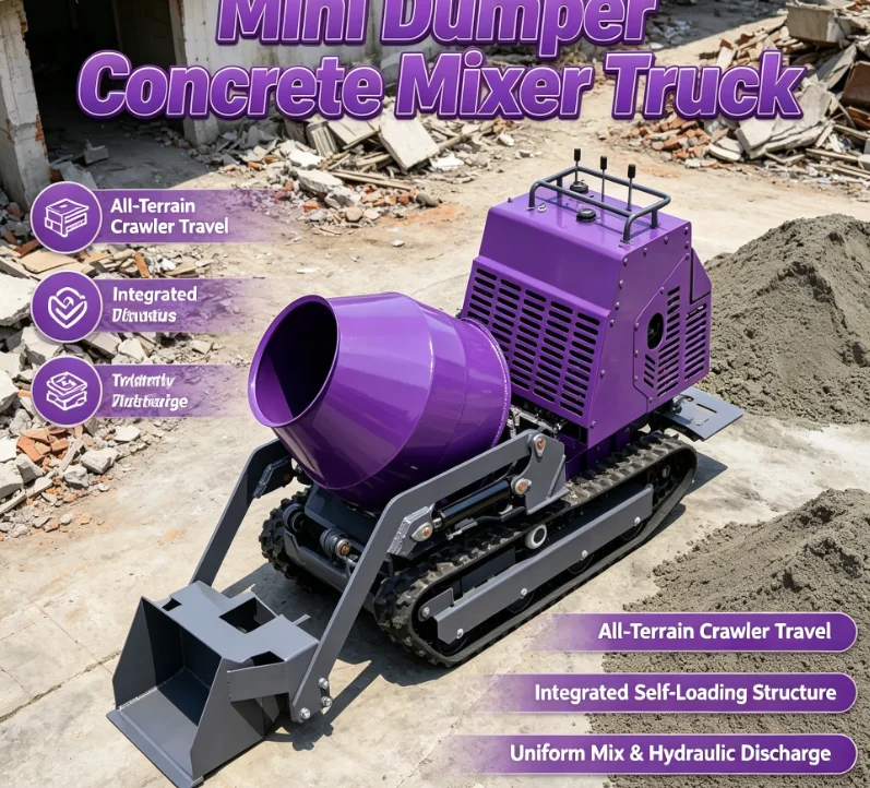 

Customized Compact Loader Mini Concrete Mixer Tracked With Hydraulic High-horse Motor For Construction Use