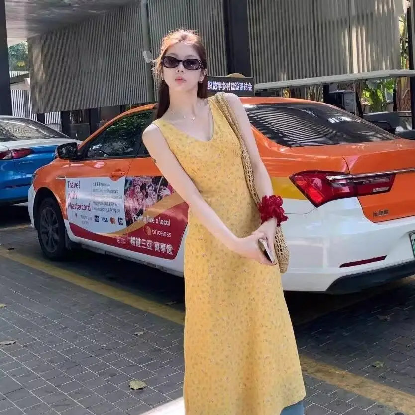 فساتين نسائية بدون أكمام بوهو ربيعية من الشيفون بنقاط دائرية مطوي حلو رومانسي شبابي جميل جميل ناعم متعدد الألوان للأعمال #5