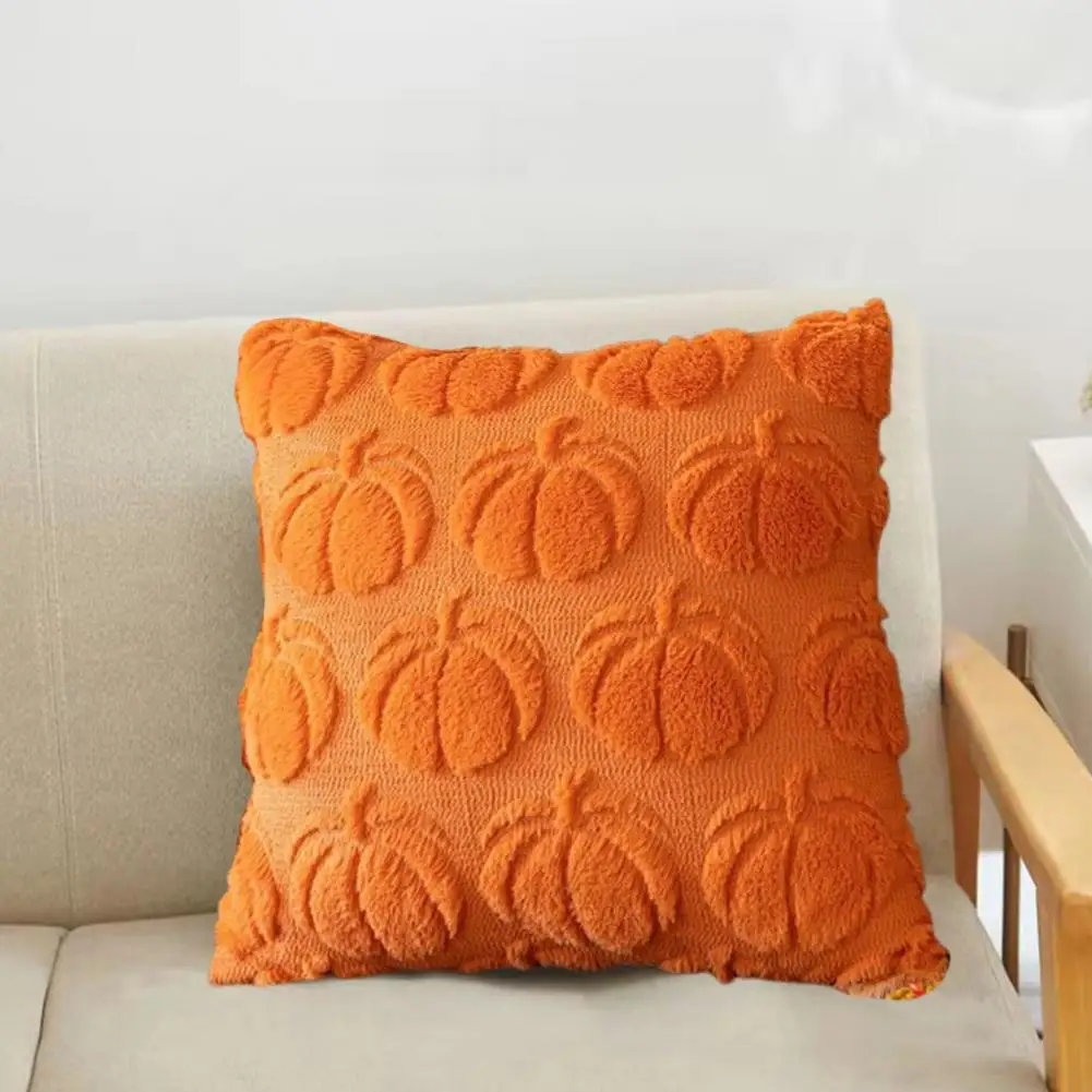 Square Pillowcase Thanksgiving Decor Pillowcase 3d Pumpkin Pattern Halloween Pillowcase with Hidden Zipper for Farmhouse Style