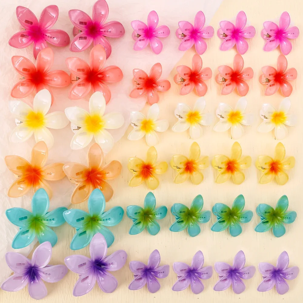 New Fashion Bohemia Egg Flower Hair Clips Hairpins Gradient Flower Claw for Women Girls Beach Vacation Headwear Hair Accessories