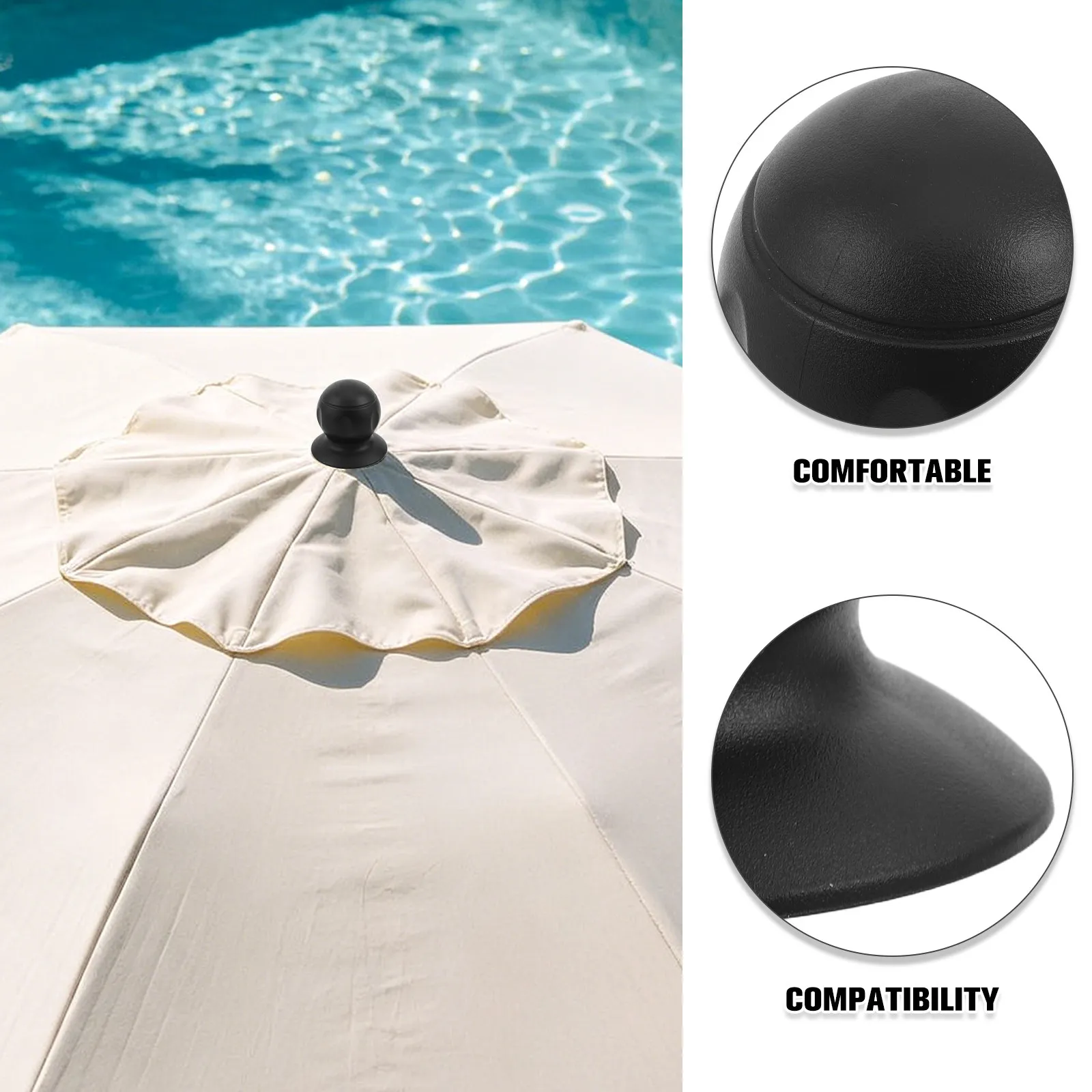 Patio Umbrella Tip Cap Heavy Duty Weather-Resistant Replacement Screw Cap Outdoor Sunshade Umbrella Pole Cover Parasol Repair