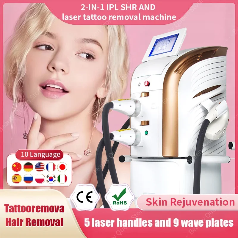 

Newest High Efficiency IPL Q Switch ND YAG Machine for Hair Tattoo Acne Wrinkle Removal Skin Rejuvenation