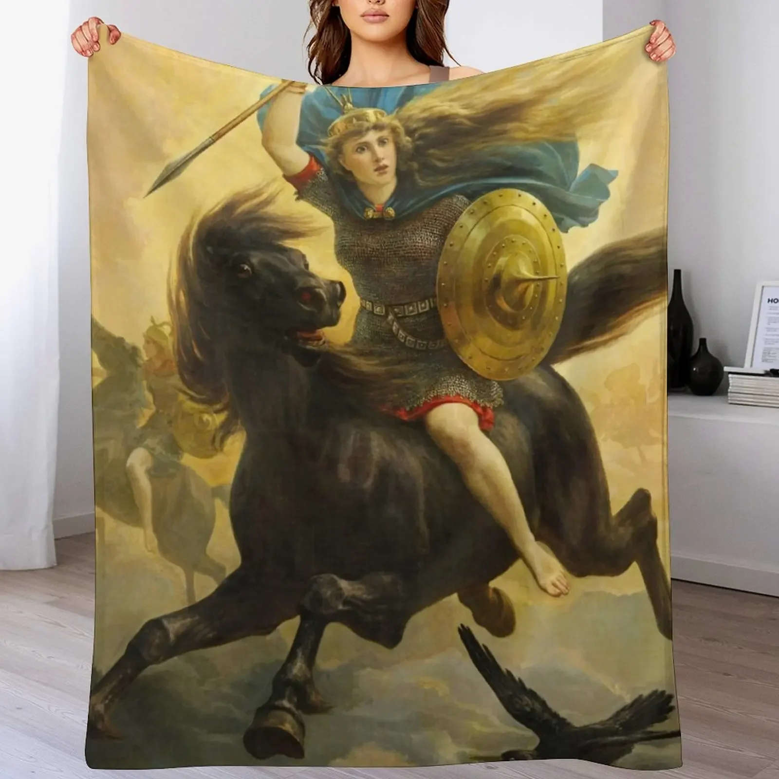 

The Valkyrie - Peter Nicolai Arbo Throw Blanket Retros Sofas Blankets