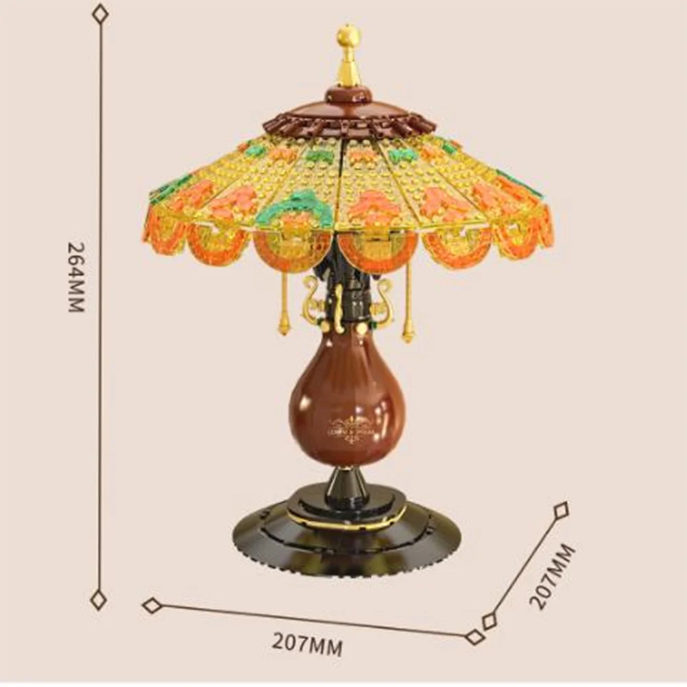 Table Lamp Model Mini Building Blocks Vintage Classic Light Decoration Assemble Gift Educational Toys Exercise Brain Bricks