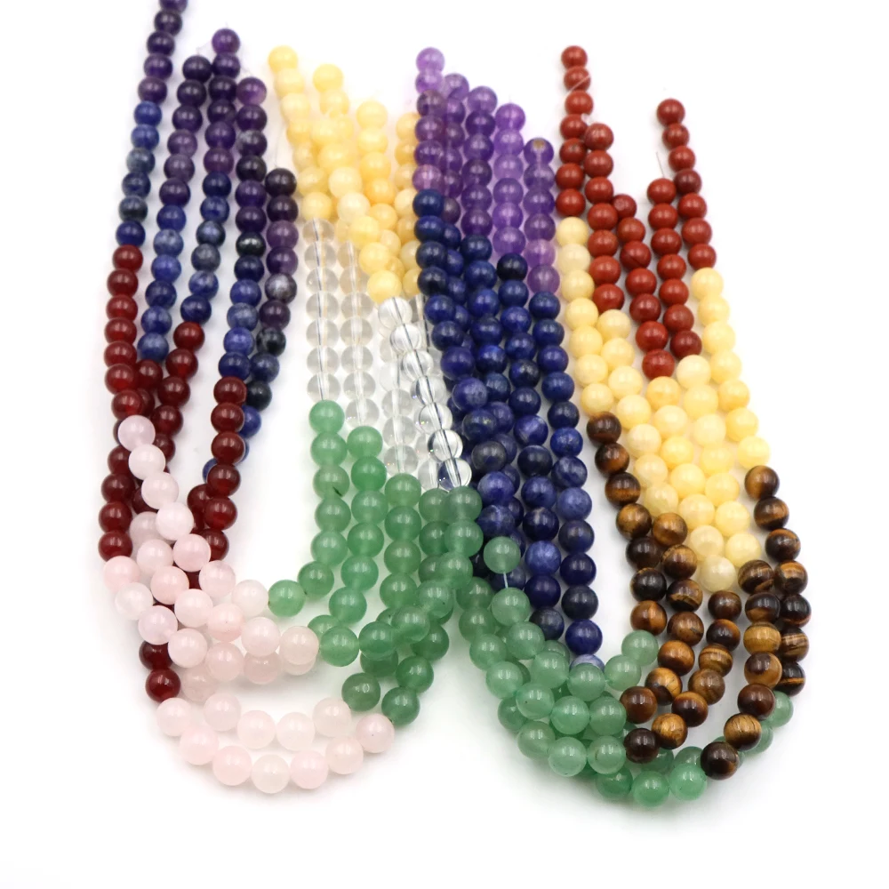 Crystal Pendant Necklace Natural Stone - خرز كريستال طبيعي للشاكرات السبعة، خرز