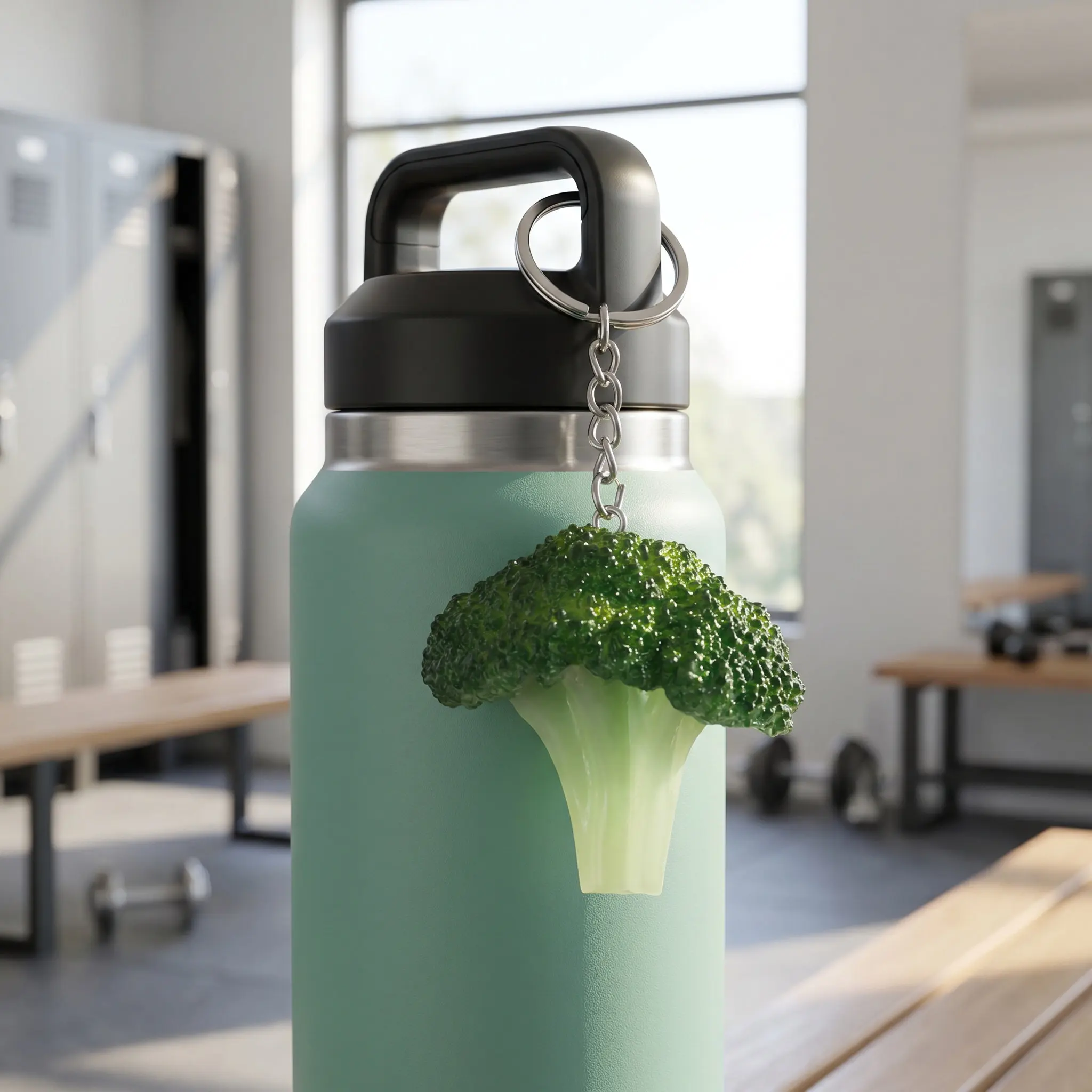 2Pcs Broccoli Keychain Fake Vegetable Pendant Silicone Imitation Food Charm Backpack Car Positive Motivational Keyrings