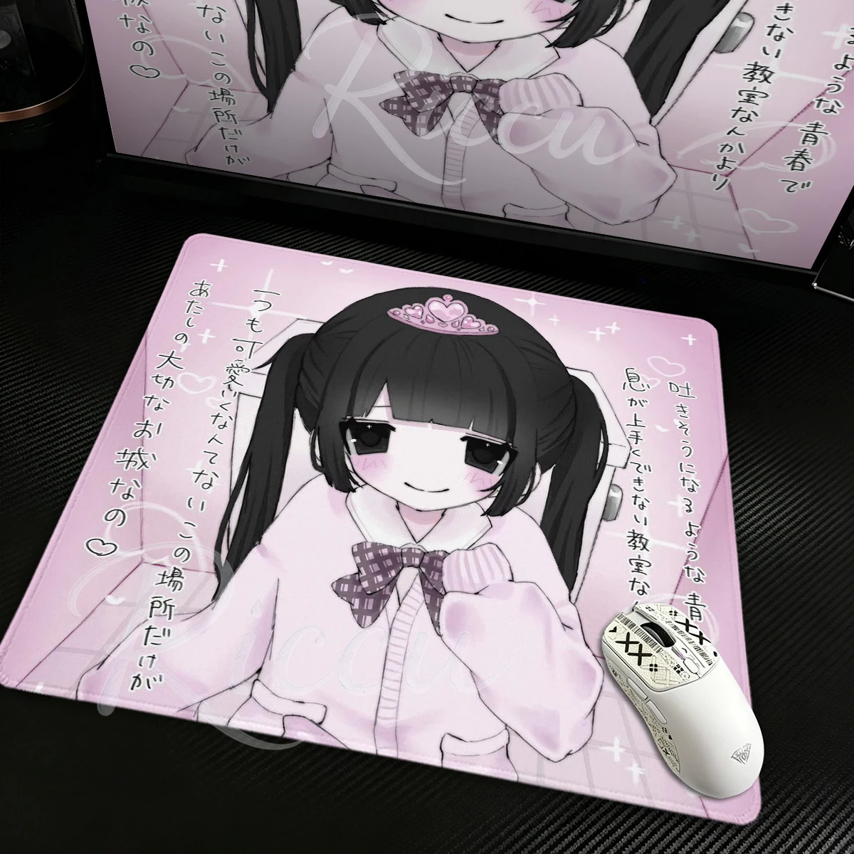 Japanese Sweet Style Anime Girl Pink Mouse Pad Office Desk Accessories Gaming Keyboard XS Table Mat PC Rubber Anti-slip Mousepad
