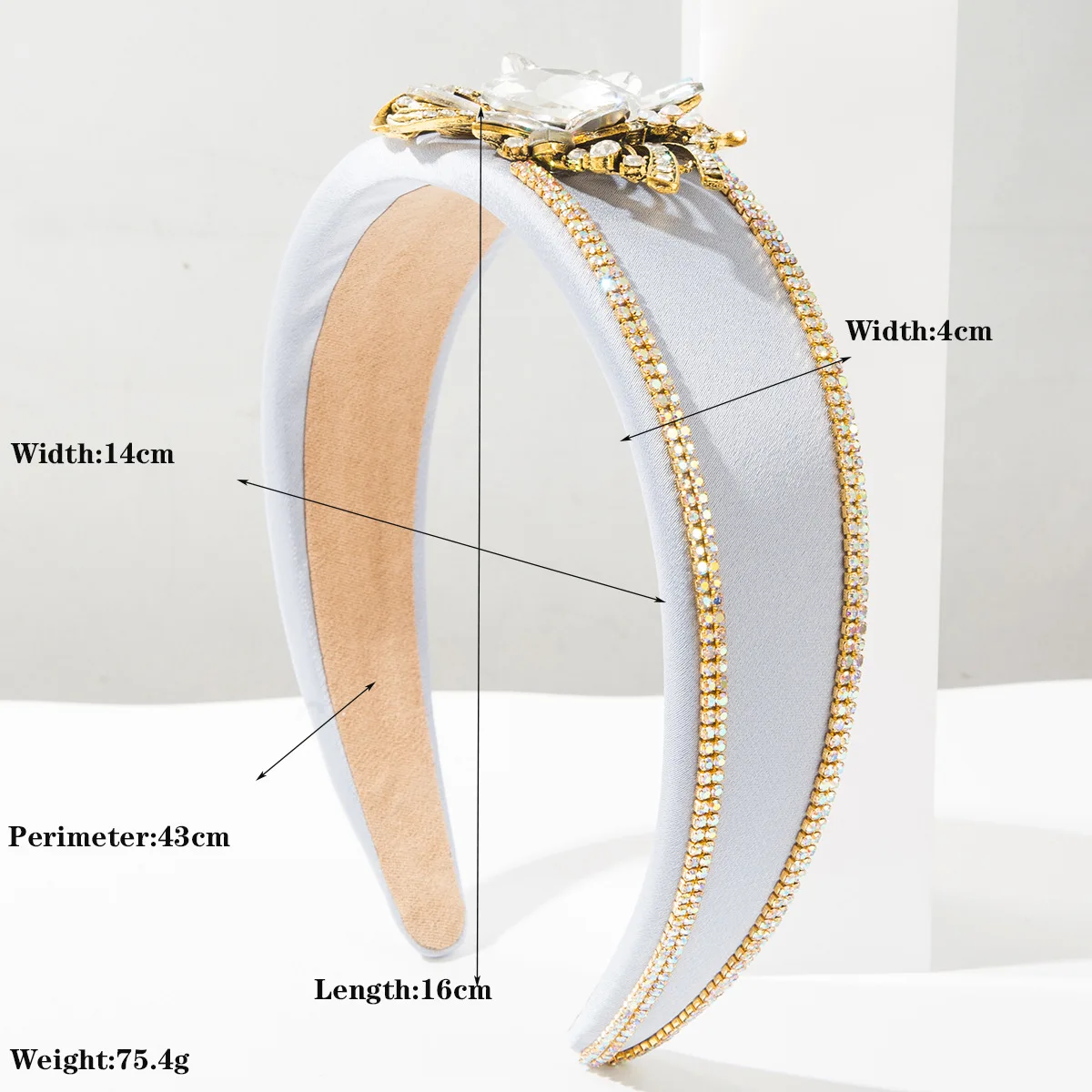 2026 New Golden Chain Diamond Flower Headband For Women Handmade Soild Satin Cloth Padded Headdress Hair Accessories Wholesale