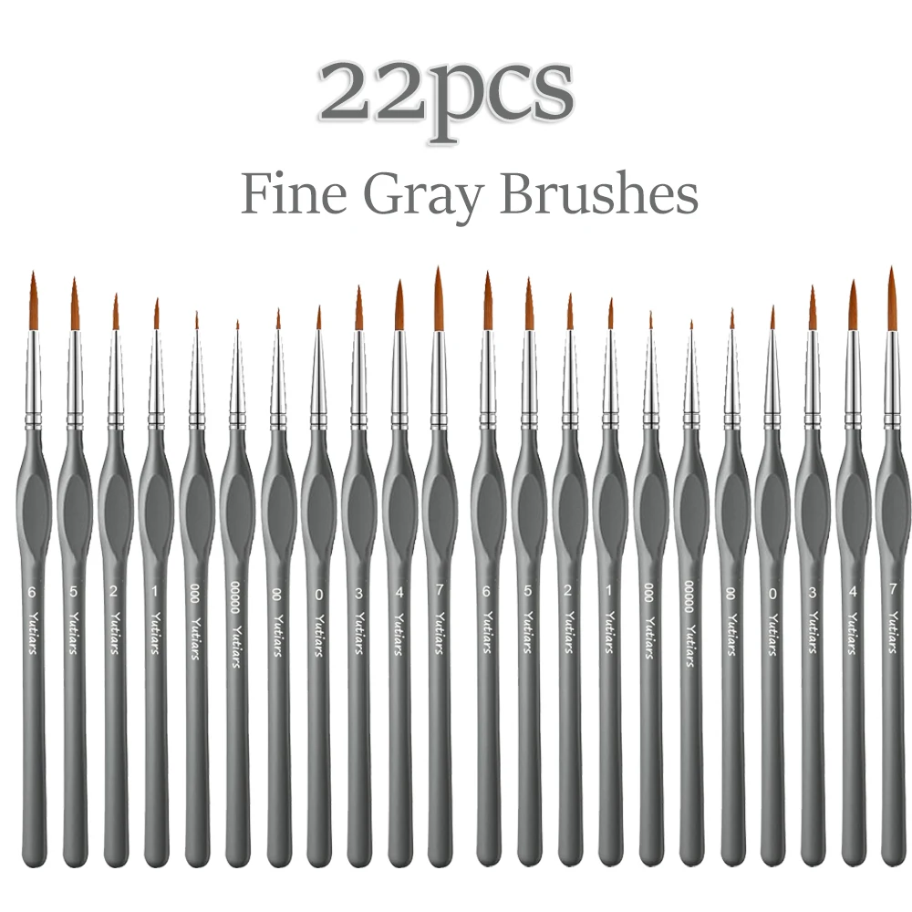 

22pcs Fine Gray Line Drawing Brush Gouache Oil Painting Pen Hook Line Manicure Student Art Supplies Special Color Stroke Tool